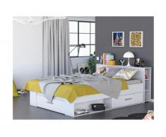 Letto matrimoniale alla francese con scomparti 140 x 190 cm Bianco - LEONIS