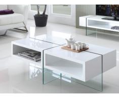 Tavolino BROOKE - MDF laccato e vetro temperato - Bianco