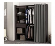 Armadio dressing estensibile KYLIAN - L 114/168 cm - Marrone e grigio