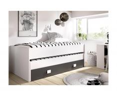 Letto a scomparsa 3 x 90 x 190 cm Bianco e Antracite - TRIOMIA