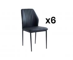 Sedia Similpelle e Metallo Nero - Lotto di 6 - KIERA