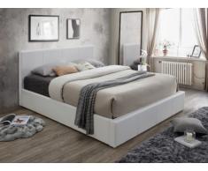 Letto matrimoniale contenitore 160 x 200 cm in Similpelle Bianco - TREMPLIN II