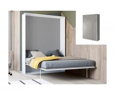 Letto a scomparsa MALINA con apertura verticale manuale - 140x200cm - Bianco/grigio
