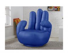 Poltrona a forma di mano girevole CATCHY in similpelle - Blu