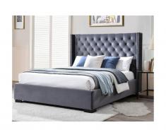 Letto matrimoniale con testiera capitonné 160 x 200 cm in Velluto Grigio - MASSIMO