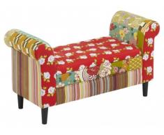 Cassapanca patchwork con toni rossi e verdi - SPANIA