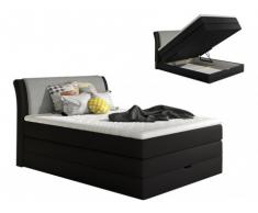 Set letto boxspring testata + base del letto con contenitore + materasso + topper GRANDIOSE di DREAMEA - tessuto - 140x200 cm