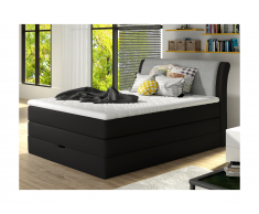 Set letto boxspring testata + base del letto con contenitore + materasso + topper GRANDIOSE di DREAMEA - tessuto - 140 x 200 cm
