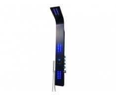 Colonna doccia termostatica nera a LED 20x165 cm con lettore MP3 e radio - CHAKRA IV