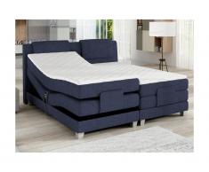 Set letto boxspring testata + reti relax elettriche + materasso + topper CASTEL di PALACIO - 2 x 90 x 200 cm - Tessuto denim
