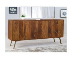 Credenza 3 ante in Legno di Sheesham e metallo dorato - ORPHEA