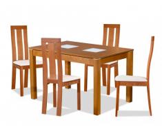 Set Tavolo SALENA + 4 sedie DOMINGO - Faggio massello - Colore quercia