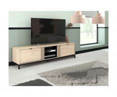 Mobile TV 2 nicchie e 2 cassetti Rovere e Nero - RISLANE