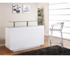 Mobile bar BRADY - MDF laccato bianco e vetro temperato - 1 cassetto