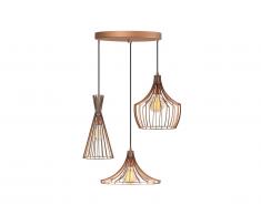 Lampadario 3 abat-jour L. 55 x H. 113 cm in Metallo Rame - MEZOPOTAMYA