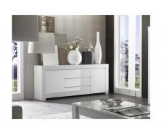 Credenza con 2 ante e 3 cassetti Bianco laccato - CETARA