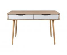 Scrivania con cassetti in MDF Naturale & Bianco - KLOE 2