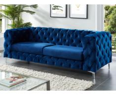 Divano chesterfield 3 posti FARINO in velluto - Blu notte