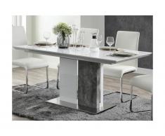 Tavolo da pranzo allungabile da 6 a 8 coperti MDF Bianco e calcestruzzo - EREN