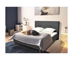 Letto con testiera letto imbottita 160 x 200 cm Tessuto Grigio - LUCAS
