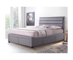Letto matrimoniale con cassetti 160 x 200 cm in Similpelle Grigio - ABRAMO