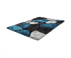 Tappeto shaggy PIETRA turchese e grigio - poliestere - 160x230 cm