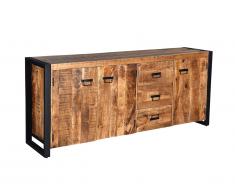Credenza 3 ante e 3 cassetti Legno di Mango e Metallo - HARLEM