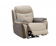 Poltrona relax elettrico in pelle LUGO - Bicolore antracite e Tortora
