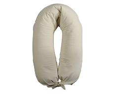 Merrymama -Cuscino allattamento e gravidanza + fodera con lacci/cm 190 (imbottito in microgranuli di polistirene ignifugo), Ecrù Biologico Gots