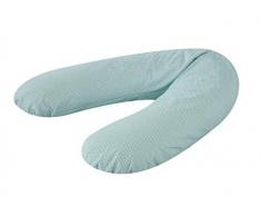 Träumeland T040131 - Cuscino per allattamento e per gravidanza, con rivestimento in cotone e imbottitura fine e silenziosa, 190 cm, motivo: Geo, colore: Turchese