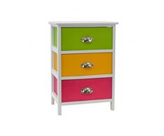 Cassettiera larga multicolore 3 cassetti maniglia metallo