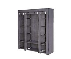 dibea WR00316 - Guardaroba pieghevole in tessuto, 175 x 150 x 45 cm, colore: Grigio