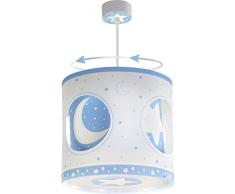 Dalber 63234t - Lampada a soffitto, motivo: luna, per bambini, colore: blu, plastica
