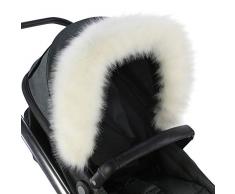 For-Your-Little-One - Cappuccio in pelliccia compatibile con passeggino, colore: Bianco
