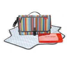Skip Hop - Borsa fasciatoio Pronto per passeggino, motivo a righe verticali, provvista di tasca portapannolini, tasca per accessori personali e astuccio portafazzoletti trasparente