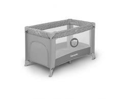 Lionelo Adriaa 2 in 1 box bambini lettino da viaggio dalla nascita fino a 15 kg entrata laterale con materasso blocco delle ruote borsa per il trasporto pieghevole (Grigio)