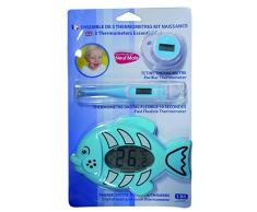 LBS Medical - Kit nascita con 1 ciuccio-termometro elettronico + 1 termometro digitale flessibile + 1 termometro elettronico Duo da bagno/camera