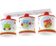 Dalber - Lampada da soffitto, con 3 faretti, motivo: gufi