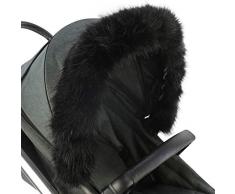 For-Your-Little-One - Cappuccio in pelliccia compatibile con passeggino, colore: Nero