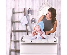 LULANDO - Accappatoio con cappuccio in spugna (80 x 100 cm). Asciugamano in spugna caldo e morbido per neonati e bambini, con panno da bagno.