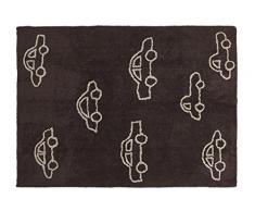 Happy Decor Kids HDK-214 Tappeto Lavabile Car, Marrone-Bianco, 120 x 160 cm