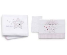 Italbaby 015.2040-0201 completo di lenzuoline ricamate per lettino + copertina in pile little star rosa