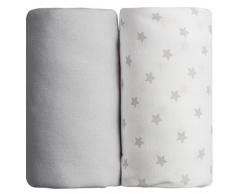 Babycalin - Set di 2 lenzuola con angoli, 60 x 120 cm, colore: Grigio