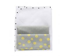 3 in 1 - Fasciatoio + 2 sottobicchieri in molton, 100% cotone, impermeabile, traspirante, 49 x 60 cm, colore: giallo