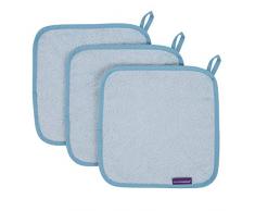ClevaMama Lavette Neonato in Bamboo, Asciugamani Viso Per Bambini, Set di 3, 25 x 25 cm, Blu