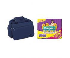 Inglesina My Baby Bag Borsa Fasciatoio, Blu (Blue) + Pampers Progressi Primi Giorni, 56 Pannolini Taglia 1 (2-5 kg) e 120 Pannolini Taglia 2 (3-6 kg)
