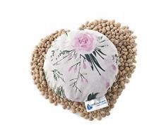 Medi Partners - Cuscino riscaldante con noccioli di ciliegia, per bambini, 180 g, circa 15 cm, ecologico, 100% cotone, per terapia del freddo, terapia massaggiante (fiori rosa)