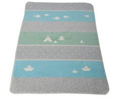 David Fussenegger 16485770 MAJA - Coperta in 100% cotone Bordüre Camping, 400 g, colore: Blu