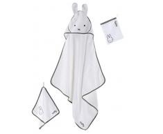 Roba - Set da bagno per bambini, 3 pezzi, con asciugamano con cappuccio, piccolo asciugamano, guanto da doccia, 100% cotone, spugna