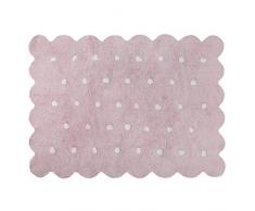 Lorena Canals Tappeto Lavabile Biscuit 100% Cotone -Rosa- Bianco- 120x160 cm